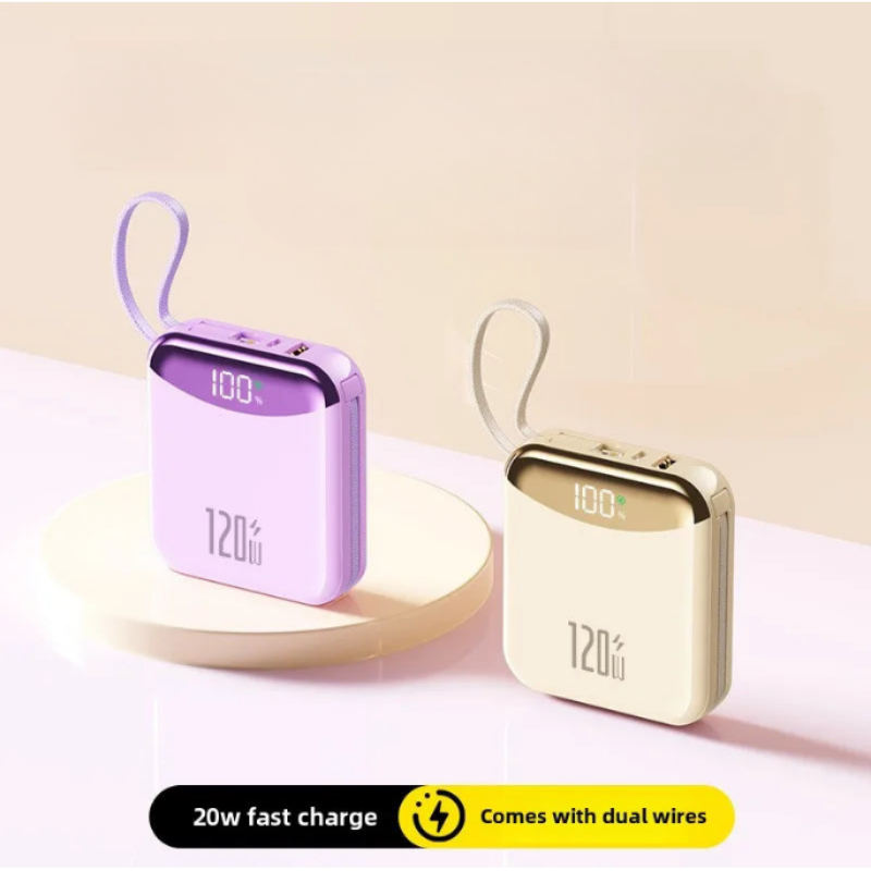 ⚡ 120W Power Bank – 20,000mAh with Dual Cables