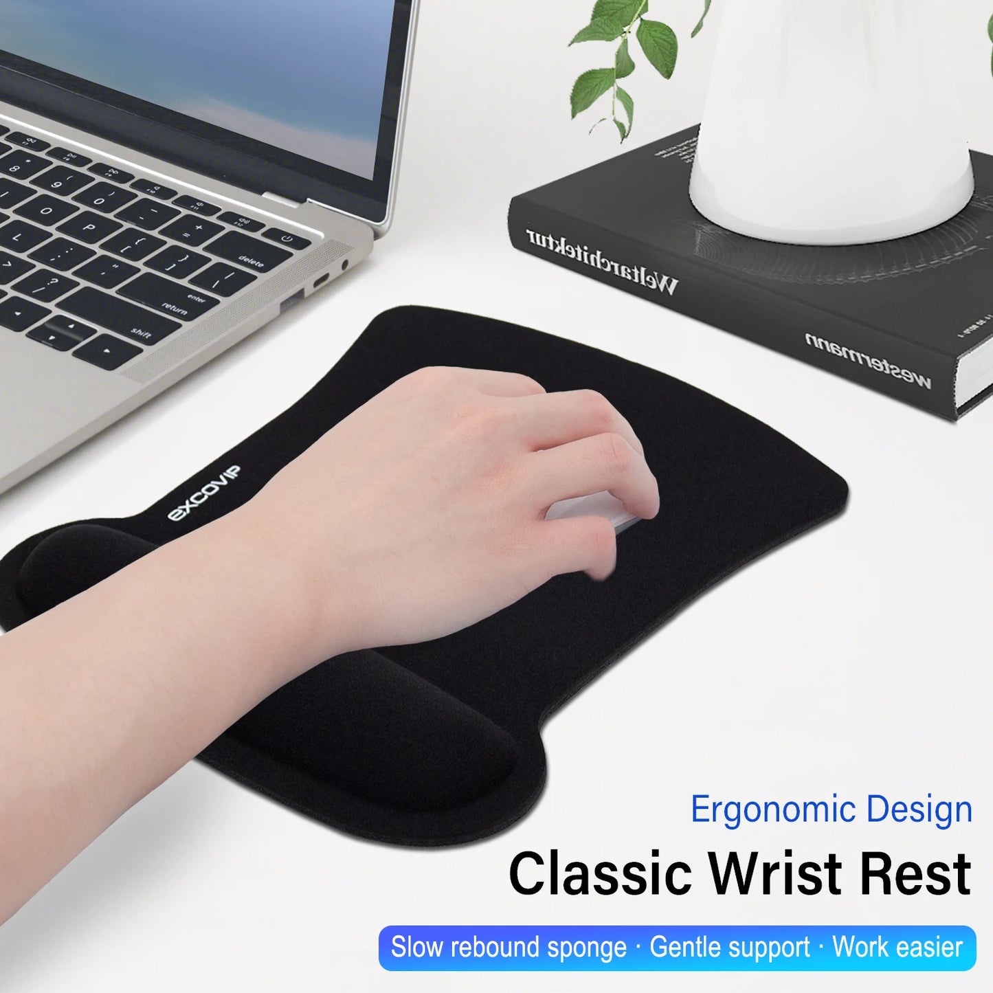 🖱️EXCO™ Ergonomic Memory Foam Mouse Pad – Wrist Support