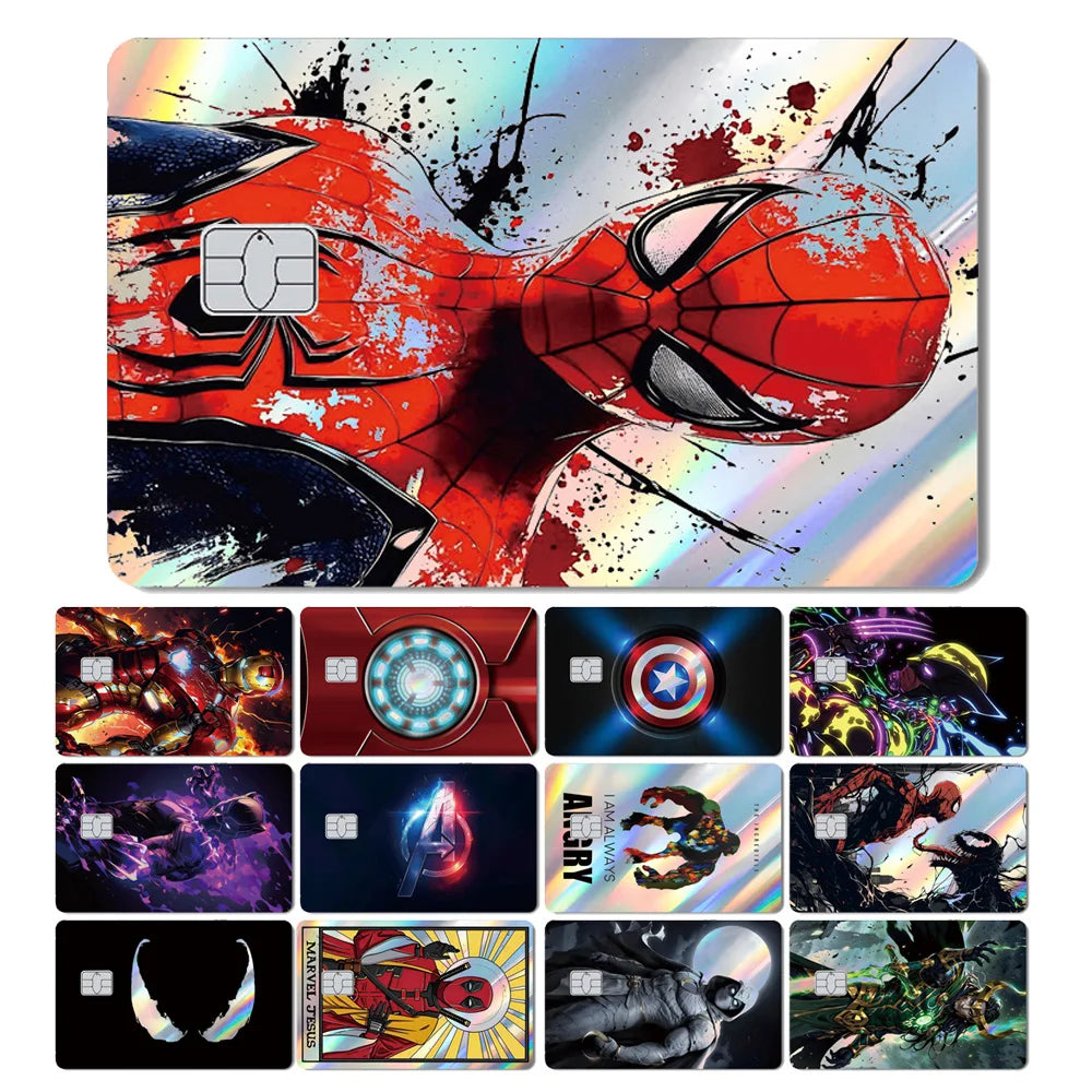 Venom & Spiderman & Captan America Holographic Film Sticker Credit Card Sticker
