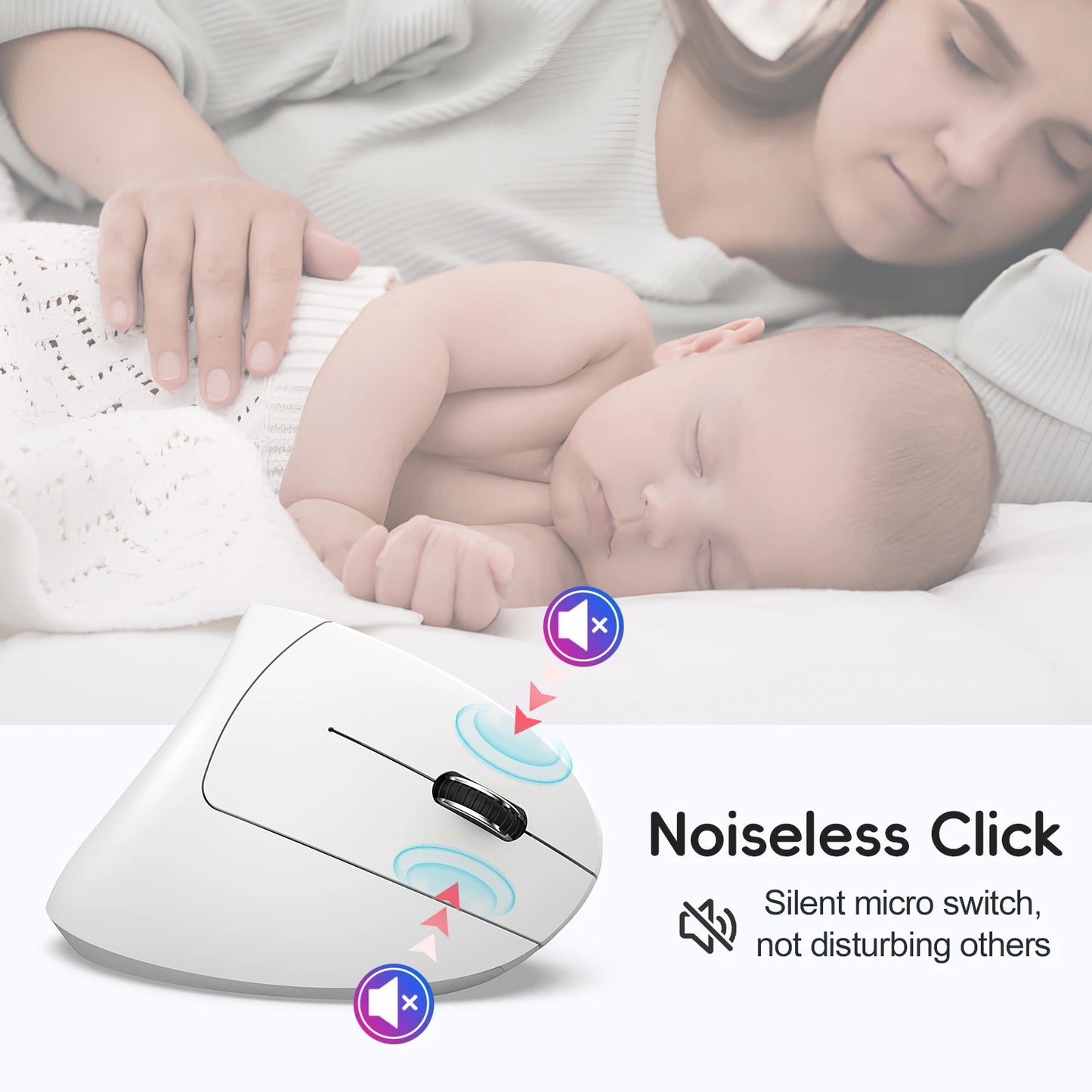 🖱️ HXSJ Dual Mode Vertical Mouse – Ergonomic Rechargeable Type-C Wireless