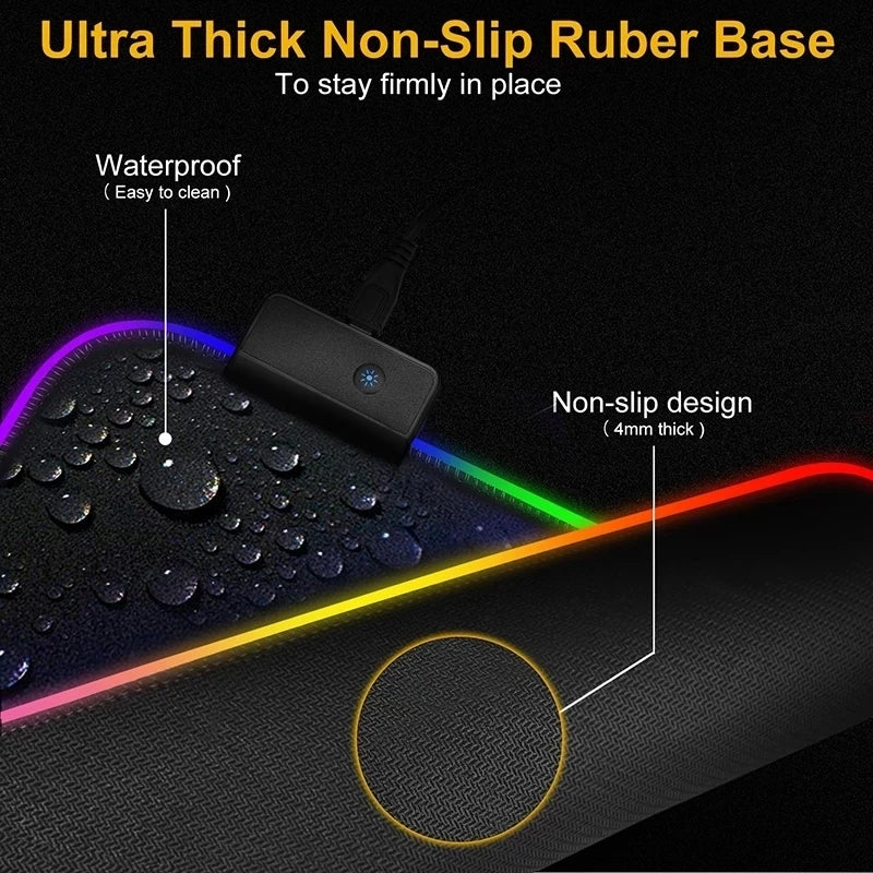🖱️RGB LED Gaming Mouse Pad – Large Waterproof Desk Mat