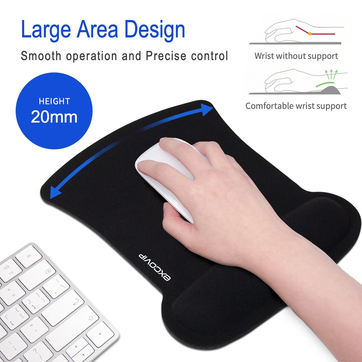 🖱️EXCO™ Ergonomic Memory Foam Mouse Pad – Wrist Support