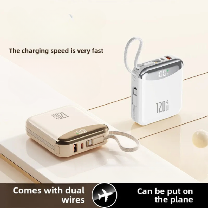 ⚡ 120W Power Bank – 20,000mAh with Dual Cables