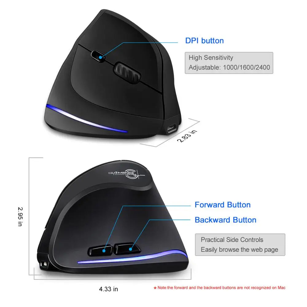 🖱️ Lefon F35 Vertical Wireless Mouse – Ergonomic & Rechargeable
