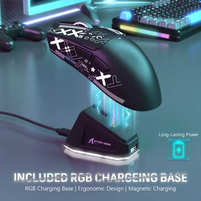 🖱️ Attack Shark X11 Tri-Mode RGB Gaming Mouse – Bluetooth/Wired + Charging Dock
