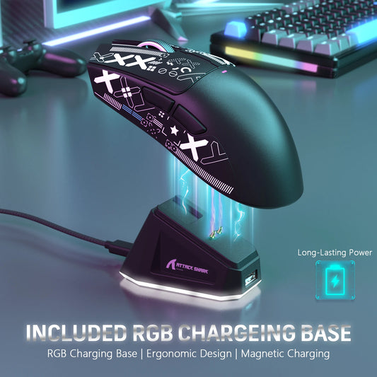 🖱️ Attack Shark X11 Tri-Mode RGB Gaming Mouse – Bluetooth/Wired + Charging Dock