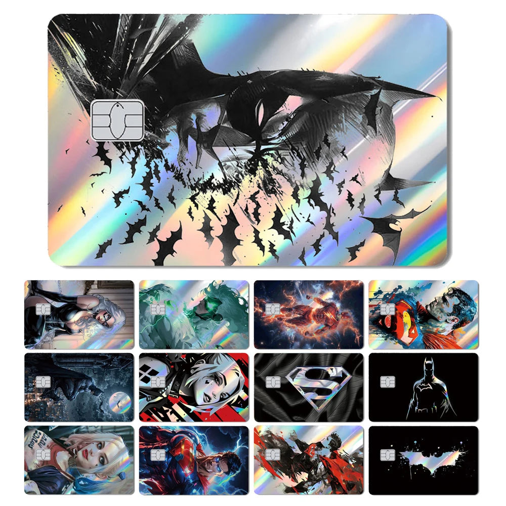 Batman & Superman & Harley Queen Holographic Film Sticker Credit Card Sticker