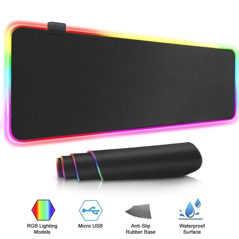🖱️RGB LED Gaming Mouse Pad – Large Waterproof Desk Mat